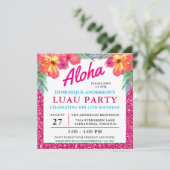 Carte Aloha Hawaiian Luau Hibiscus Parties scintillant r (Debout devant)