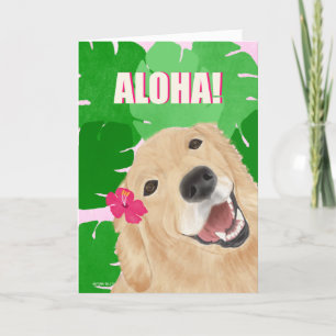 Carte Aloha Palm Feuille Golden Retriever Chien