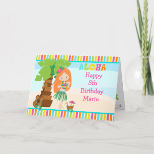 Carte Aloha Red Hair Girl Anniversaire