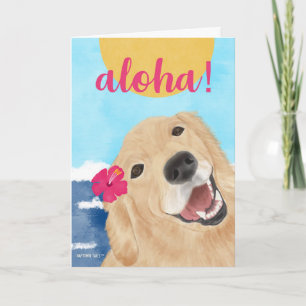 Carte Aloha Soleil et Vagues Chien Retriever Doré