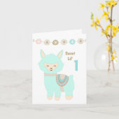 Carte Alpaca Baby's 1er anniversaire (Fleur jaune)