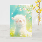 Carte Alpaca Basking dans les fleurs florales (Fleur jaune)