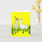 Carte Alpaca dans un champ de fleurs (Fleur jaune)