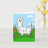 Carte Alpaca dans un champ de Lupine (Fleur jaune)
