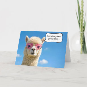 Carte Alpaca de lunettes d'anniversaire de plus en plus