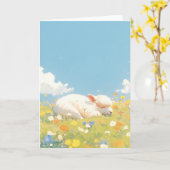 Carte Alpaca dormant la viande (Fleur jaune)