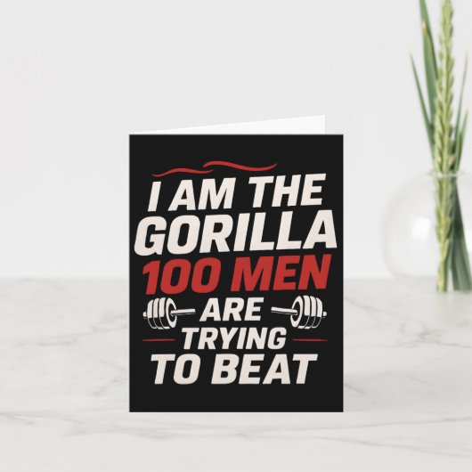 Carte Alpha Gorilla Gym Bodybuilding Funny Bold Exercice (Devant)