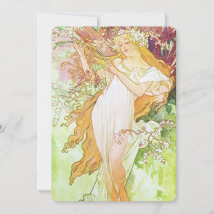 Carte Alpha Mucha Spring Floral Vintage Art nouveau