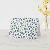Carte Alphabet Artisan Bleu Denim (Fleur jaune)