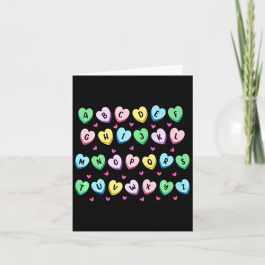 Carte Alphabet Candy Heart Love Valentines Day Teacher  (Devant)