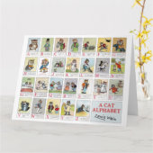 Carte Alphabet de chat, Louis Wain (Fleur jaune)