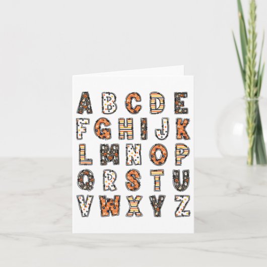 Carte Alphabet enseignant d'Halloween éffrayant (Devant)