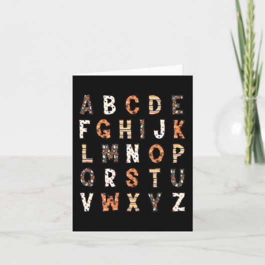 Carte Alphabet enseignant d'Halloween éffrayant (Devant)