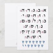 Carte Alphabet hébreu avec couleur d'éducation juive Nik (Devant / Derrière)