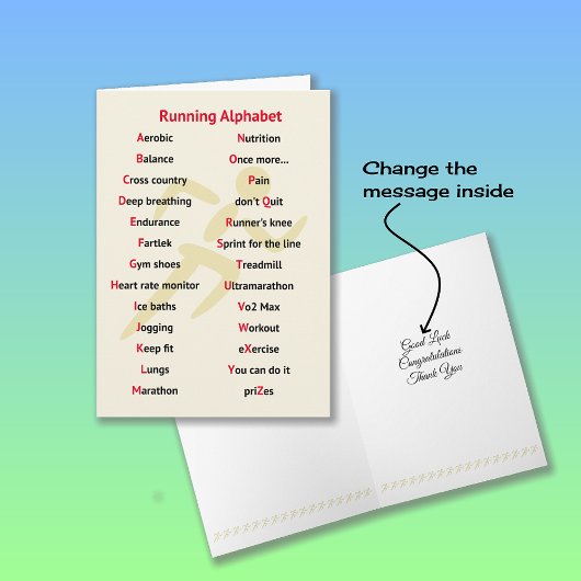 Carte Alphabet sportif sur le thème du coureur