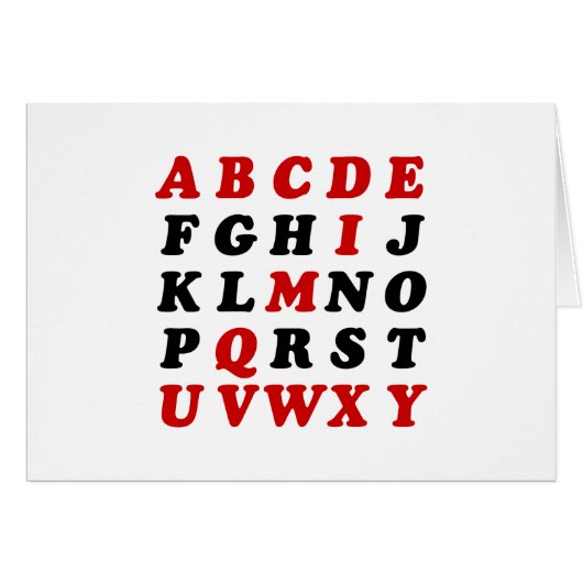 Carte alphabétique anglaise (Devant horizontal)