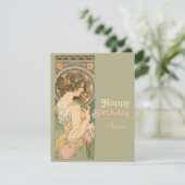 Carte Alphonse Mucha Primrose CC0638 Voeux d'anniversair (Debout devant)