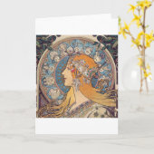 Carte Alphonse Mucha, "Zodiac" (Fleur jaune)