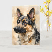 Carte Alsation German Shepard Dog Art Design Card (Fleur jaune)