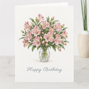Carte Alstroemeria rose Anniversaire