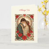 Carte Always Us Romantic Art Nouveau Illustration (Fleur jaune)