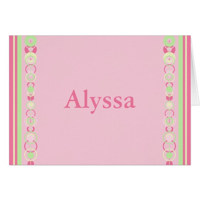 Carte Alyssa Pink Modern Circles (Devant Horizontal)
