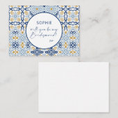 Carte Amalfi Carreau Bleu Jaune Veux-tu être ma de (Devant / Derrière)