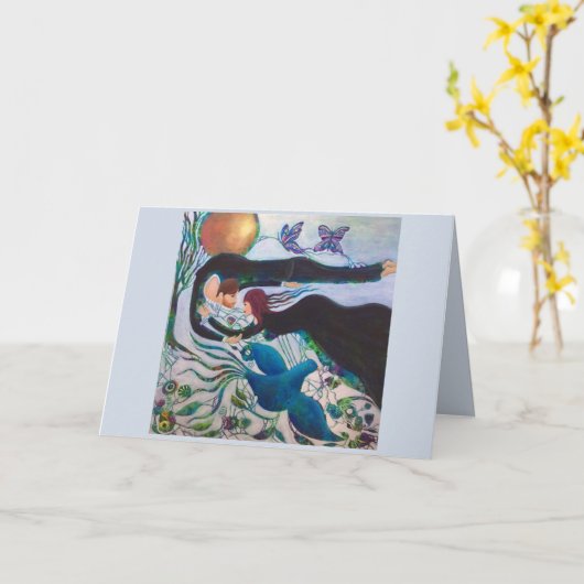 Carte Amants connectés Art romantique fantaisiste (Fleur jaune)