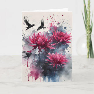 Carte Amarante - Fleurs aquarelle