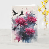 Carte Amarante - Fleurs aquarelle (Fleur jaune)