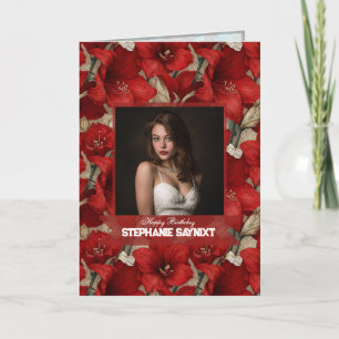 Carte Amaryllis Rouge Jardin Jalons Anniversaire Boho