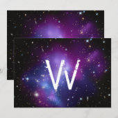 Carte Amas de galaxies violet monogrammé (Devant / Derrière)