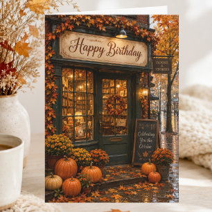Carte Amateur de livres octobre anniversaire d'automne