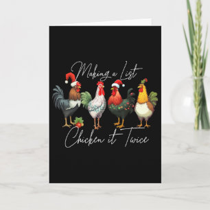 Carte Amateur de poulet de Noël Chapeau de Père Noël lum