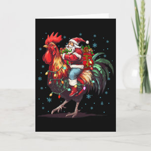 Carte Amateur de poulet Xmas drôle de Père Noël à cheval