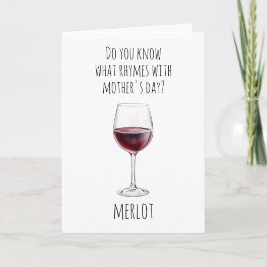 Carte Amateur de vin rouge Merlot de la fête des mères (Devant)