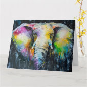 Carte Amateur d'éléphant L'aquarelle de l'éléphant (Fleur jaune)