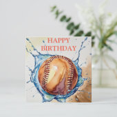 Carte Amateurs de baseball Aquarelle Splash Anniversaire (Debout devant)