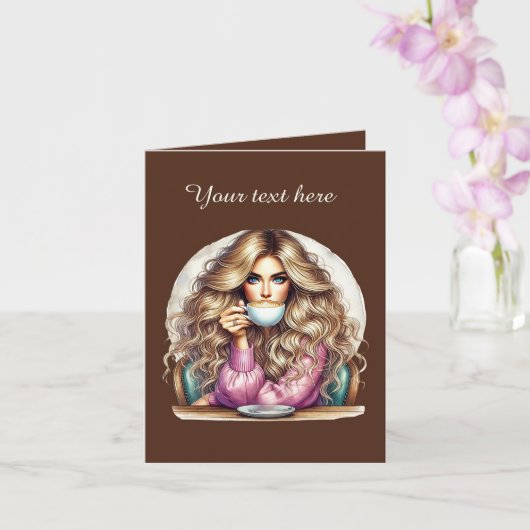 Carte Amateurs de café mignon ajouter un message (Orchidée)