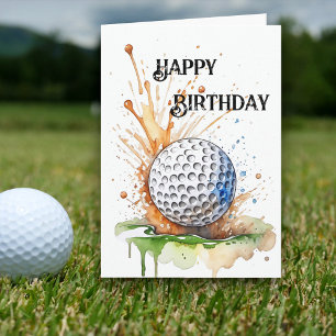 Carte Amateurs de golf Aquarelle Art Anniversaire