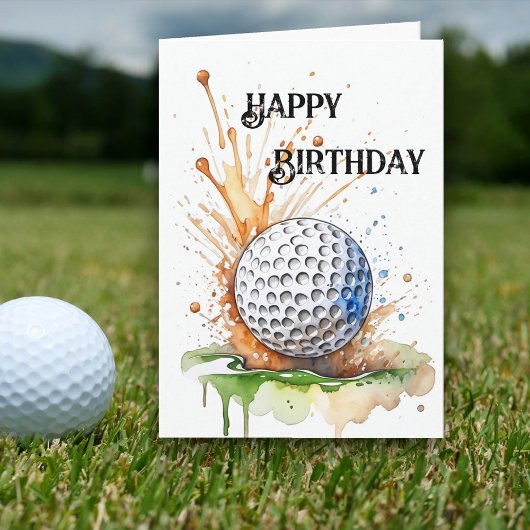 Carte Amateurs de golf Aquarelle Art Anniversaire