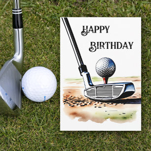 Carte Amateurs de golf Aquarelle Peinture Art Anniversai