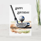 Carte Amateurs de golf Aquarelle Peinture Art Anniversai (Devant)