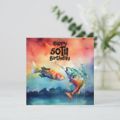Carte Amateurs de pêche 50e anniversaire Poisson aquarel (Debout devant)