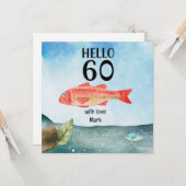 Carte Amateurs de pêche 60e anniversaire aquarelle (Devant/Arrière en situation)