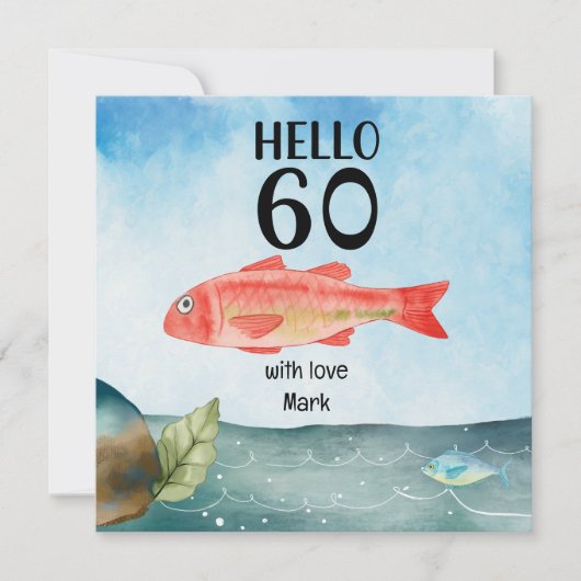 Carte Amateurs de pêche 60e anniversaire aquarelle (Devant)