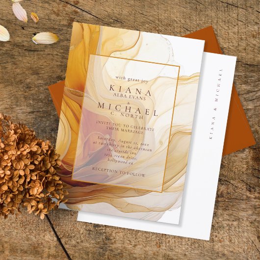 Carte Amber Brandy Abstrait Ink Mariage ID1089