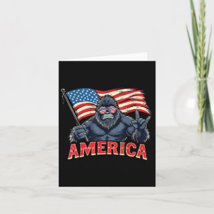 Carte America Bigfoot Sasquatch Juillet 4 Usa Drapeau Ro