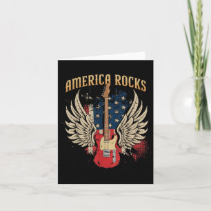 Carte America Rock Guitare American Flag 4 juillet parti