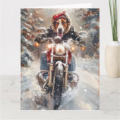 Carte Américain Anglais Foxhound équitation vélo Noël (Devant)